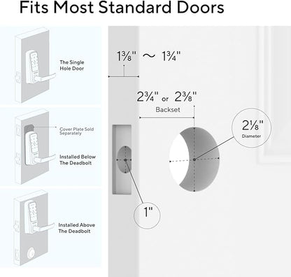 ULTRALOQ Latch 5 World's First Built-in WiFi Smart Lock with Fingerprint, 5-in-1 Keyless Entry Door Lock with Touch Digital Keypad, App Control, Black