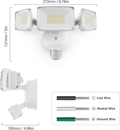 Onforu 2 Pack 100W 11000LM LED Motion Sensor Outdoor Lights, Dusk to Dawn Flood Lights Outdoor Motion Sensor, Hardwired Security Lights Floodlights Outside 6500K Daylight IP65 Waterproof (White)