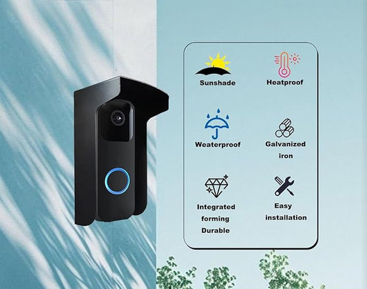 Doorbell Rain Cover, Steel Doorbell Cover Weatherproof, Doorbell Cover with Anti-Glare Sun Shade Protection, Compatible for Blink/Ring Pro2/ Google Nest/Arlo/Wyze/Reolink Video Doorbell