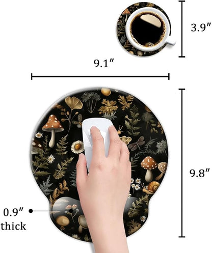 Ergonomic Mouse Pad with Wrist Support,Mouse Pad with Wrist Rest,Relieve Wrist Pain Mousepad Non-Slip Rubber Base,Mouse Pads for Desk,Computers,Laptop,Office,Home,Accessories Plant Mushroom