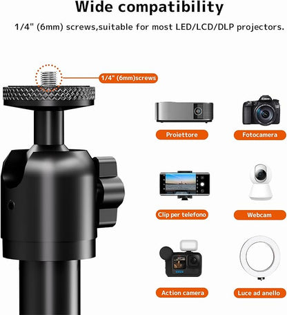 PUTORSEN Universal Projector Stand – Height Adjustable & 360° Rotatable Mount with 1/4" Screw, Compatible with Projectors, Cameras, Webcams for Home, Office, and Outdoor Use