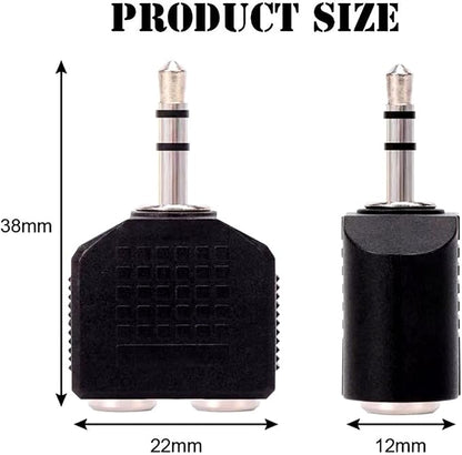 Sairps 3.5mm +Headphone +Splitter, Double Headphone Jack Adapter 3.5mm to 1/8 Adapter y Splitter-2 Pack