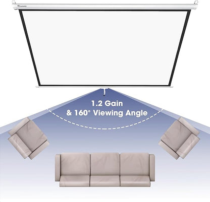 Instahibit 72" Projection Screen Pull Down 4:3 4K HD Manual Retractable Projector Screen with Auto-Locking Wall Mounted Home Theater Indoor Outdoor Movie Night 57" x 43" Matte White