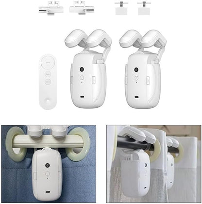 3 in1 Electric Curtain Opener Motor with Remote Control, Automatic Curtain Opener and Closer for Roman/U/T Rails Curtain Tracks(1pc)