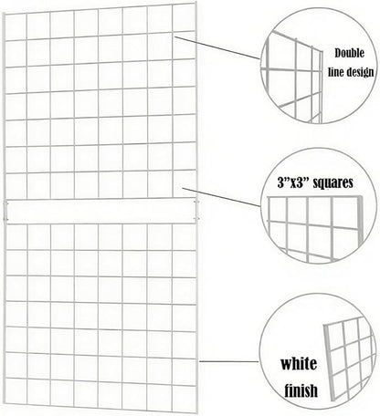 7RiversART Grid Wall Commercial Grade Gridwall Panels – Heavy Duty Grid Panel for Any Retail Display Wall Grid 2' Width x 4' Height, White (Pack of 3) Easily Portable