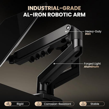 SIAGO Dual Monitor Stand, 15 to 32 Inch Monitor Arm, Adjustable Monitors Mount with C-Clamp and Grommet Installation, Made of Iron and Al, VESA Monitor Stand for Desk - Fits 4.4 to 19.8lbs Monitors