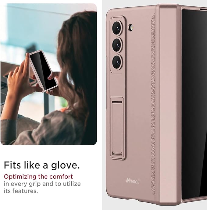 Miimall for Samsung Galaxy Z Fold 6 Case with Privacy Screen Protector, [Anti Spy] Built-in Adjustable Kickstand & Magnetic Hinge Protection Full-Body Protective Case for Galaxy Z Fold 6 5G Pink