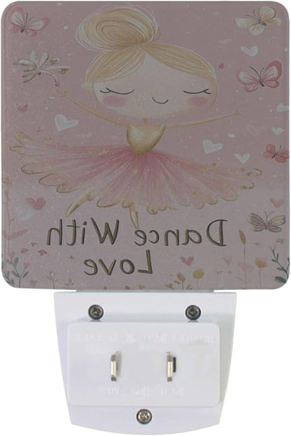Pigsaly Led Night Light Ballerina Girl Gold Butterfly Night Light Plug in Wall Lamp Smart Dusk to Dawn Sensor Nightlight Led Lamp Energy Saving Lights Gift for Kids Room Bedroom Bathroom Hallway