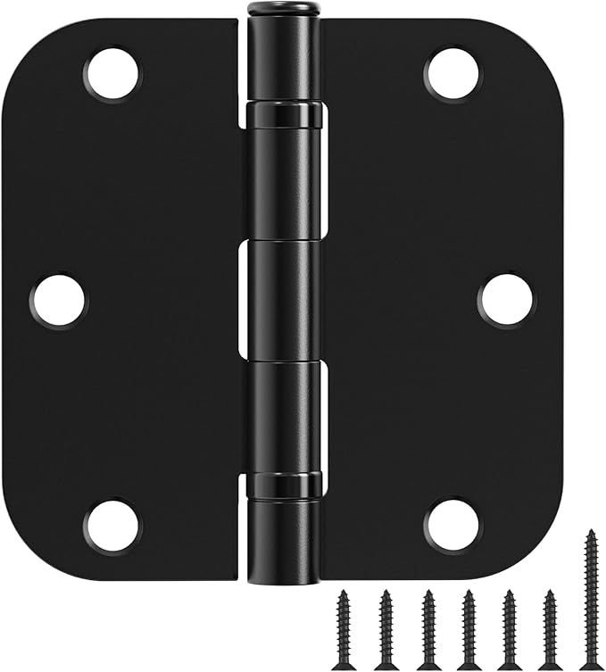 30 Pack Ball Bearing Matte Black Door Hinges 3.5 Inch 5/8" Radius Round Squeak Free Interior 3-1/2"Flat Bifold Standard Bedroom Indoor for Doors 3 ½" House Home Decor Improvement Accessories Hardware