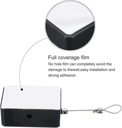 MECCANIXITY Punch Free Automatic Sensor Door Closer 78.7" Retractable Cable Lock for Home Office Doors 1500g 2Set Black with Adhesive Sticker Hook Screw Expansion Nail Sleeve