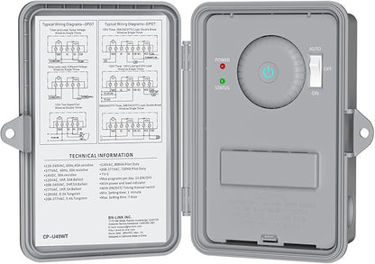 BN-LINK Pool Pump Timer, Outdoor Indoor Smart Wi-Fi Timer Box, 2HP 40A Max, 120, 240, 277 VAC, for Pool Pump, Water Heater, Fans, SPA, Compatible with Smart Phone, Alexa, Google Assistant