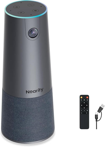NEARITY C45 2K Video Conference Webcam with Microphone and Speaker, All-in-One Camera with 4 Noise Cancelling Microphone, 5X Zoom FHD Webcam AI Auto-Framing Plug-and-Play for Zoom/Teams/Google Meet