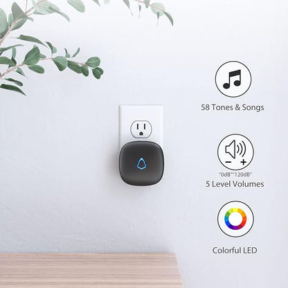 Door Chime, METAK Wireless Door Open Contact Sensor Alarm with 500 FT Range, 58 Chimes and 5 Volume Levels for Business/Store/Home/Office When Entering, 2 Transmitter + 1 Plug-in Receiver