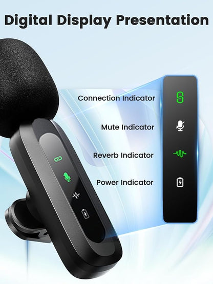 Wireless Lavalier Microphone for iPhone Android Plug-Play,2 Pack Mini Microphone Professional Noise Reduction Recording Clip Mic for Creator Vlog Creator (All iPhones & Androids (USB-C + Lightning))