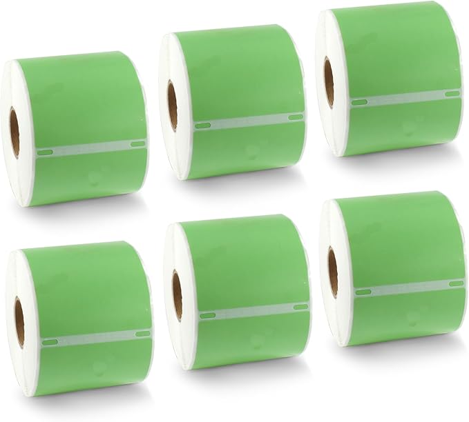 BETCKEY Colored Labels Compatible with Dymo 30857 (2-1/4" x 4") Visitor Name Tag Badge Labels, Compatible for Dymo LabelWriter Thermal 450, 4XL & Zebra Desktop Printers [6 Rolls, Green]