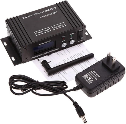 CaalLogt DMX512 Controller 2.4G Wireless Controller Transmitter Receiver LCD Display Power Adjustable Lighting Repeater Controller 16 Groups ID Coding for Party DJ Show Club Stage Disco Stage Light