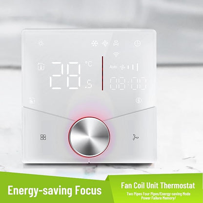 WiFi Central AC Thermostat Energy Saving Control Wall Mounted Programmable Temperature Controller for Smart Home (White)