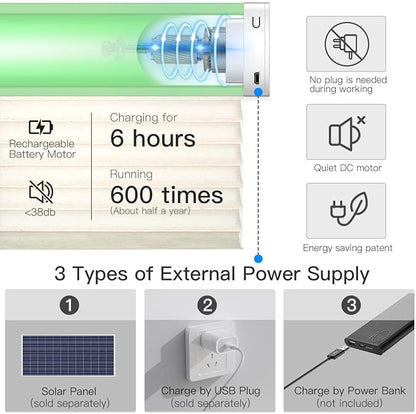 Tokblind Motorized Sheer Shade with Remote Control, Light Filtering Electric Roller Blind Compatible with Alexa via Hub, Rechargeable Smart Window Shade Custom Size (Light Filtering Texture Beige)