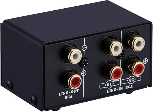 summina RCA Switch Audio Switcher RCA 2 in 1 Out / 1 in 2 Out A/B Switch Stereo Audio Splitter Box with No Distortion RCA Jack for Switching Between Computer Speakers and Headphones