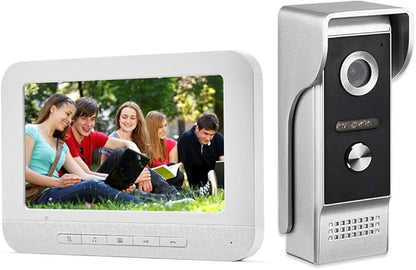 AMOCAM Video Intercom System, 7 Inche Monitor Wired Video Door Doorbell Kit, Outdoor IR Camera Door Intercom, Support Monitoring, 2-Way Audio Unlocking for Home