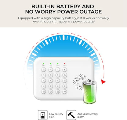 PGST Home Security Alarm System,Smart Home Alarm System with Door/Motion Sensors,GSM 4G/Tuya APP Alerts,Compatible with Alexa and Google Assiatant for Home,Villa,Kids Safety