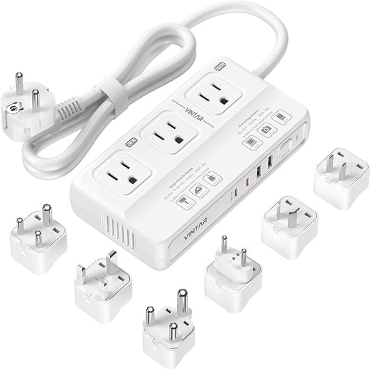 220V to 110V Voltage Converter, VINTAR 2000W Universal Travel Adapter Voltage Converter US to Europe, International Step Down Transformer Power Converters Adapter Combo for EU UK JP AU in SA