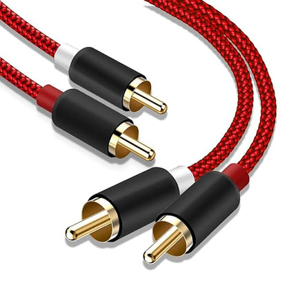 Goalfish RCA Cable, 15FT 2-Male to 2-Male RCA Audio Cord Stereo Subwoofer Cable [2Pack, Hi-Fi Sound, Shielded] Auxiliary Cord for Home Theater, HDTV, Amplifiers, Hi-Fi Systems, Speakers-Red