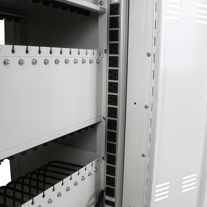 32-Bay Mobile Charging Cart with Keyed Lock, Steel Laptop & Tablet Charging Cabinet with Cable Management, Rolling Power Station for Classroom, Office, School, Library