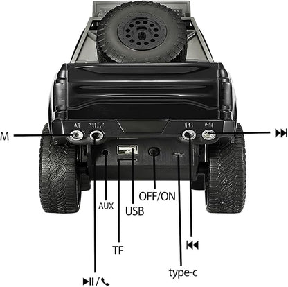WS-589 Rugged Pickup Truck Bluetooth Replica Speaker – Portable Audio with TWS, LED Party Lights & HD Stereo | Unique Surprise Gift for Music & Truck Lovers (Black)