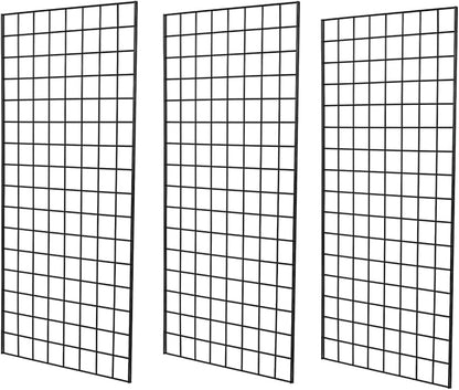 NEESEEYEE Commercial Grade Gridwall Panels – Heavy Duty Grid Panel for Any Retail Display, 2’ Width x 4’ Height, 3 Gridwall Panels Per Carton (Black Finish)