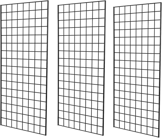 NEESEEYEE Commercial Grade Gridwall Panels – Heavy Duty Grid Panel for Any Retail Display, 2’ Width x 4’ Height, 3 Gridwall Panels Per Carton (Black Finish)