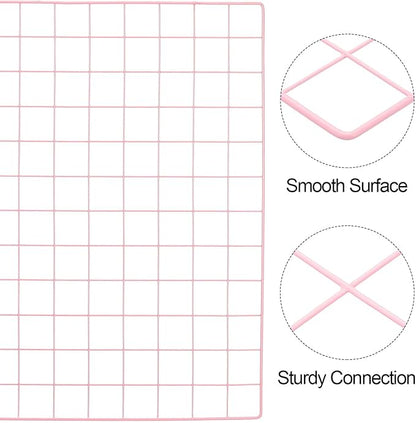 PATIKIL 24"x24" Wire Grid Panel, 2 Pack Board Photo Pictures Memo Display Grid Panels Hanging Organizer Wall Decorative Panel for Home Office Wedding, Pink