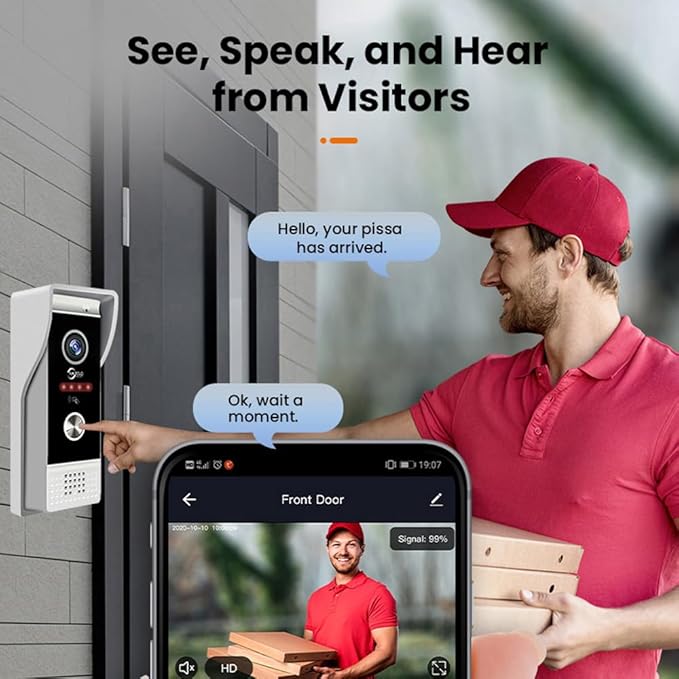 Wired Smart Video Apartments Intercom System,10 Inch Monitors with 1080P Doorbell Camera,3-in-1 Unlocking,TUYA WiFi Door Phone Kits, Ideal for Villas & Homes (1 doorbell + 3 Monitor)