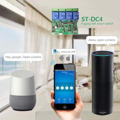 Newgoal WiFi Wireless Inching Relay Monentary/Self-Locking Switch Module DIY Smart Home Remote Control DC 5-32V AC90-260V Ewelink App iOS/Andriod Compatible with Alexa Echo Google Home IFTTT (DC4)