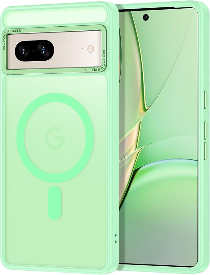 Magnetic for Google Pixel 7 Case, [Military Grade Drop Protection] [Compatible with MagSafe] Shockproof Slim Translucent Matte Anti-Slip for Women Girls Men Case, Matcha Green