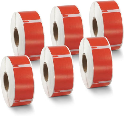 BETCKEY Colored Labels Compatible with Dymo 30330 (3/4" x 2") Small Multipurpose Labels, Compatible for Dymo LabelWriter Thermal 450, 4XL & Zebra Desktop Printers [6 Rolls, Red]