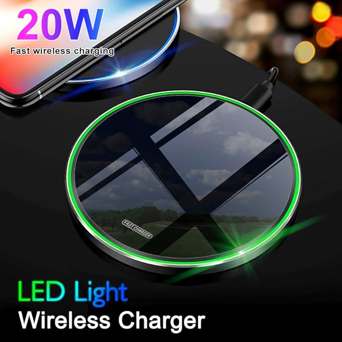 Fast Wireless Charger,20W Max Wireless Charging Pad Compatible with iPhone 16/16 Pro/Pro Max/15/14/13/12/11/X,AirPods;FDGAO Induction Charge Mat for Samsung Galaxy S25/S24/S23/S20/Pixel/G8