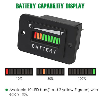 Yooreal 36V Battery Fuel Gauge Indicator,Battery Capacity Monitor for Lead-Acid Battery (Not Included Trojan Type) Powered Golf Car Travel Trailer Forklift Scrubber Motorcycle RV etc