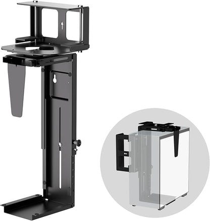 Pholiten Under Desk CPU Mount,Universal Desk Leg CPU Mount,3.94 to 11.61 inch Wide Computer Case CPU Hanger Holder,Table Beam CPU Mount Bracket Computer Tower Wall and Under Counter Holder