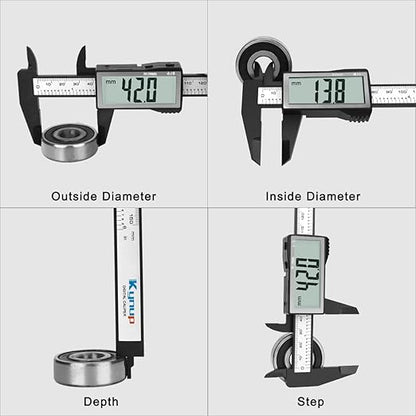 Kynup Caliper Measuring Tool, Digital Caliper Outside Micrometer with Large Screen,6Inch Caliper Tool for Mechanics, Jewelers, Woodworkers, Inch and Millimeter Conversion