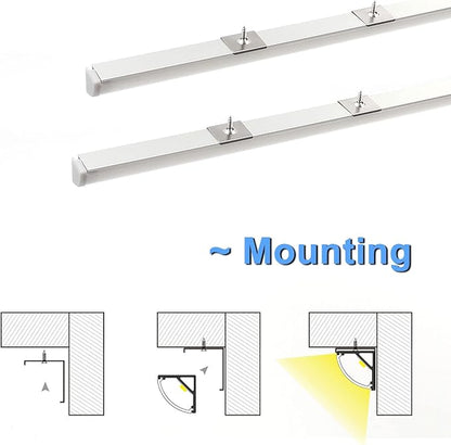 VST 6Pack 1 ft LED Aluminum Channel with Milky White Cover V Shape 16x16mm, Led Strip Light Track with End Caps and Mounting Clips Accessories for Living Room, Kitchen