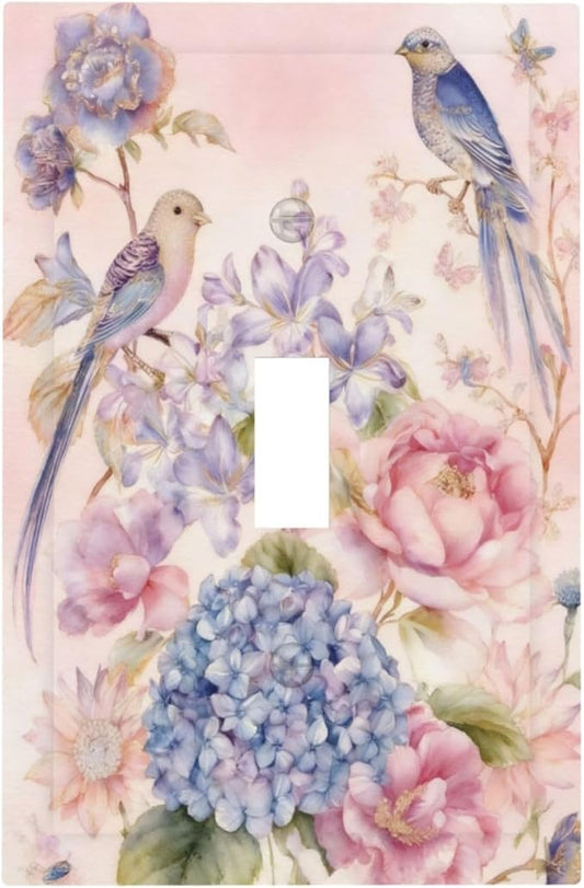 Bvtewkhz Floral Birds Morris 1 Gang Single Toggle Decorative Outlet Covers Light Switch Plate Electrical Receptacle Switchplate For Bathroom Kitchen Bedroom