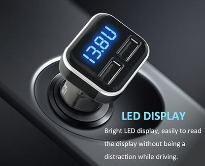 Jebsens 4.8A 24W Dual USB Car Charger Volt Meter Car Battery Monitor with LED Voltage & Amps Display, Cigarette Lighter Adapter, Compatible with iPhone 15 Pro Max Plus 14 Samsung Galaxy S24 iPad Pro