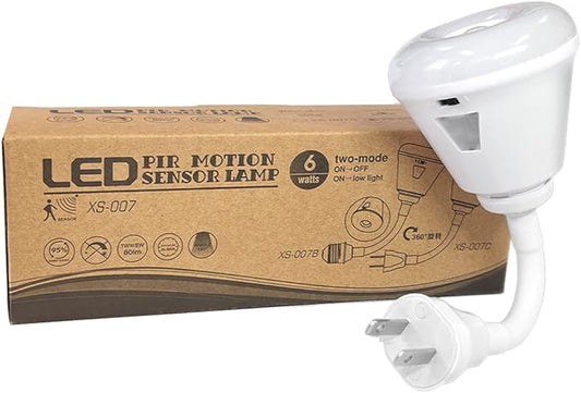 Plug-in Motion Sensor Night Light, LED Infrared Sensor 6W Light, AC 85-265V PIR Motion Detector Bulb (Warm Light, US Plug)