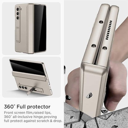 Miimall for Samsung Galaxy Z Fold 6 Case with Privacy Screen Protector, Built-in Adjustable Kickstand & Magnetic Hinge Protection All-Inclusive Protective Case for Galaxy Z Fold 6 5G Titanium Grey
