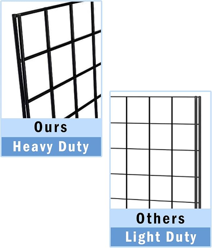 NEESEEYEE Commercial Grade Gridwall Panels – Heavy Duty Grid Panel for Any Retail Display, 2’ Width x 4’ Height, 4 Gridwall Panels Per Carton (Black Finish)