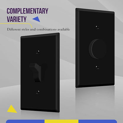 ENERLITES Toggle Light Switch Wall Plate, Gloss Finish, Standard Size 1-Gang 4.50" x 2.76", Unbreakable Polycarbonate Thermoplastic, 8811-BK-20PCS, Black (20 Pack)