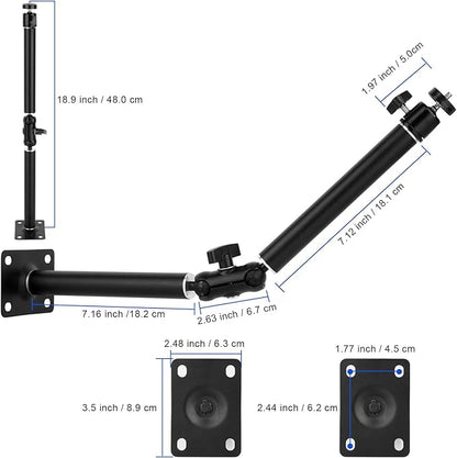 Mippko Articulating Wall Mount Camera Arm with 1/4 inch-20 Threaded Compatible with Digital/Security/Webcam/CCTV POV Camcorder/Video Light/Small Cameras,Adjustable Aluminium Alloy Arm