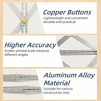 Premium Corner Angle Finder, Protractor Angle Finder Tool, Miter Angle Finder for Precise Cuts and Corner Measurements, Aluminum Alloy Build (Aluminum-Short)