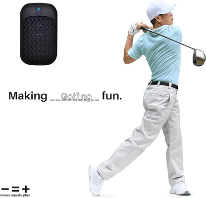MINUS EQUALS PLUS - = + Golf Speaker/Wireless Wearable Bluetooth Speaker/Portable/Clip on/Up to 18hrs of Battery Life/Built-in Mic for Hands-Free Music and Calls/Water Resistant/Modern Design (Black)